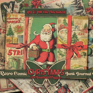 Retro christmas printful junkjournal papers Digital downloaded Vintage christmas printable Retro papers gift Junk journal Christmas page kit