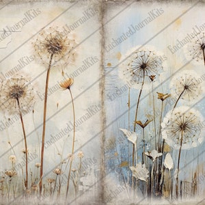 Flower Junk Journal Kit Printable Pages Dandelion Digital Downloaded ...