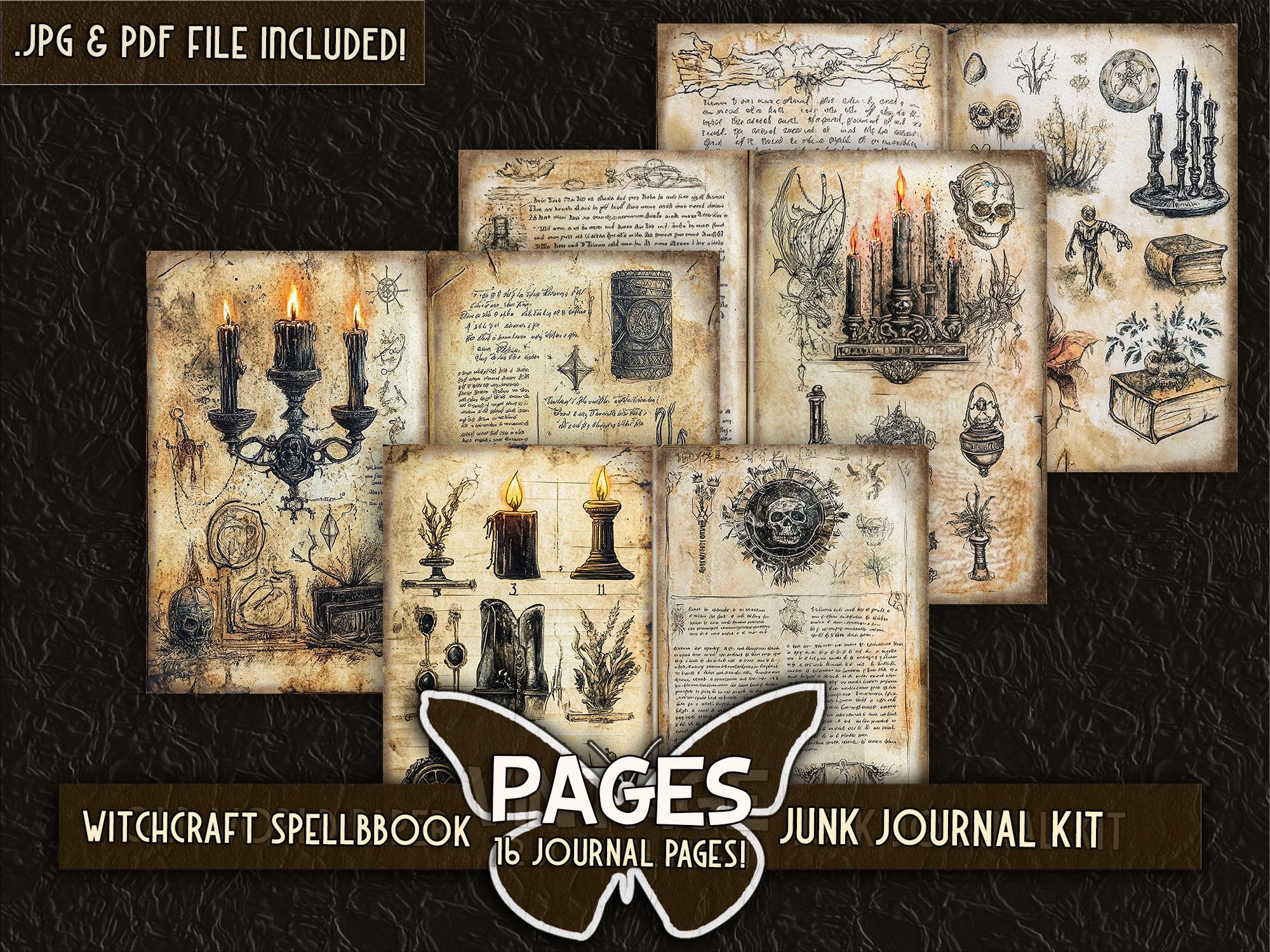 Witchcraft Spell Pages Printable Grimoire Magic Spellbook Page Vintage ...