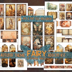Puede incluir: Un kit de diario digital con tem&aacute;tica de hadas de oto&ntilde;o con 18 p&aacute;ginas. El kit incluye im&aacute;genes de hadas, setas, unicornios, zorros y otras criaturas del bosque. Las im&aacute;genes son de estilo vintage con una paleta de colores c&aacute;lidos. El kit tambi&eacute;n incluye varios elementos decorativos como etiquetas, bolsillos y p&aacute;ginas.