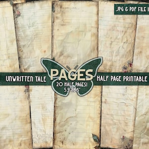 Halbe Seiten von vintage papers Halbe Seiten junkjournal Digitales Legderpapier Vintage beige Junk Journals