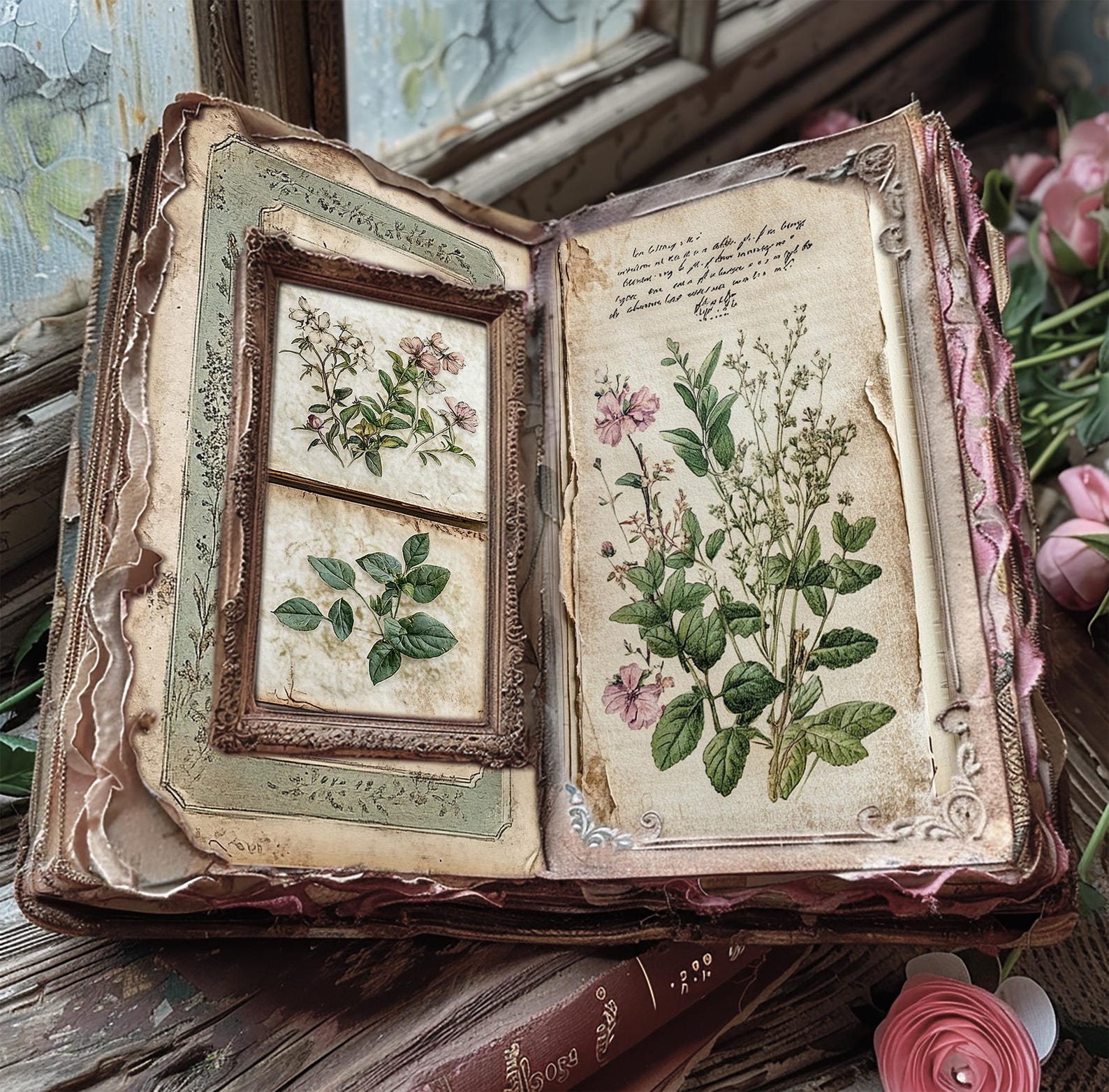 Vintage Botanical Junk Journal Printable Herbal Papers Book Digital ...