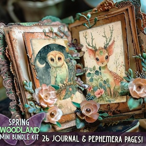 Digitales Waldtier Bundle Magischer Wald druckbares Ephemera Fantasy junkjournal Bundle Digitales Sammelalbum Cliparts Wunderliche Frühlingskünste