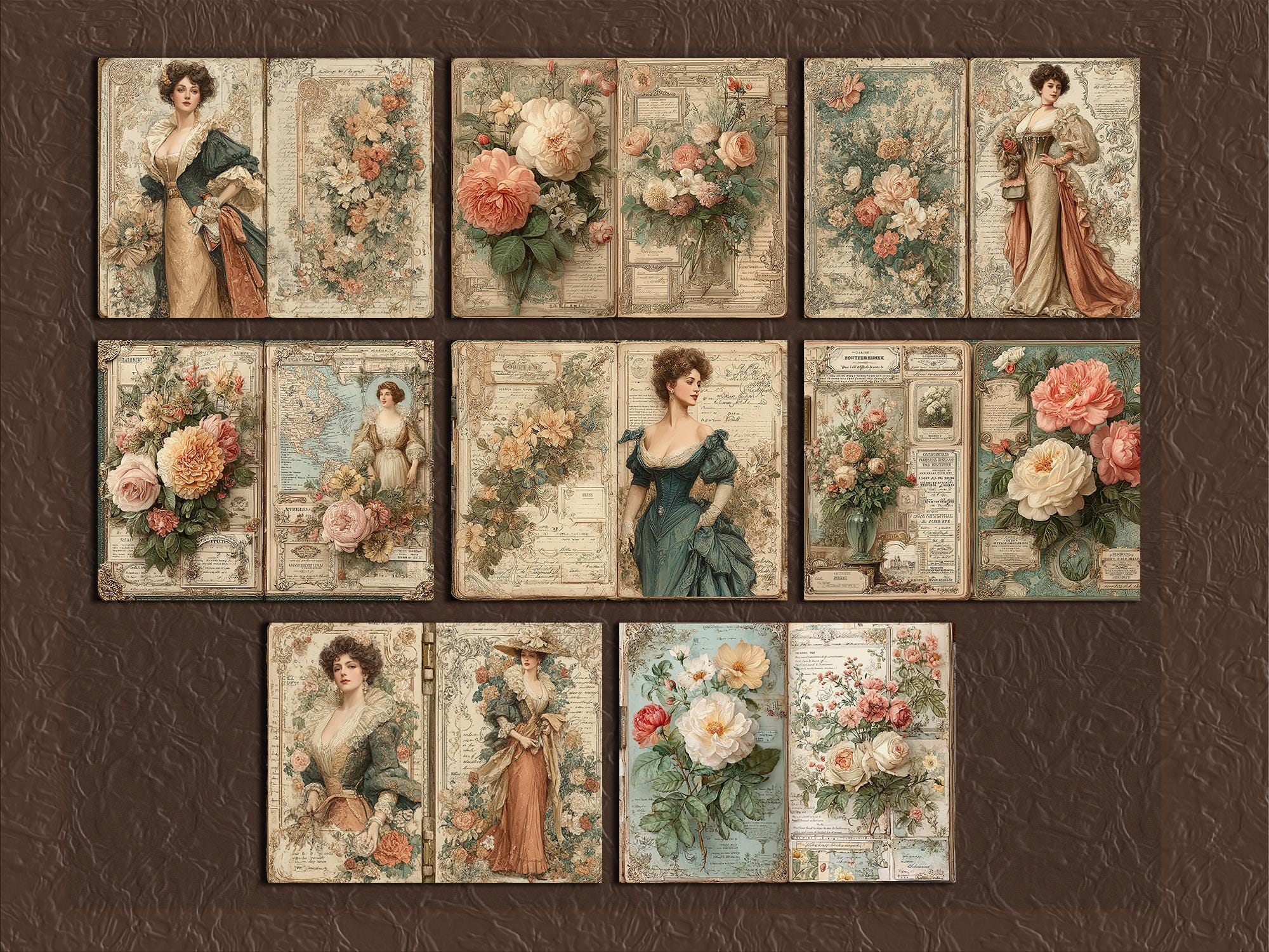Rustic Victorian Printable Journal Lady Pictures Digital Floral ...