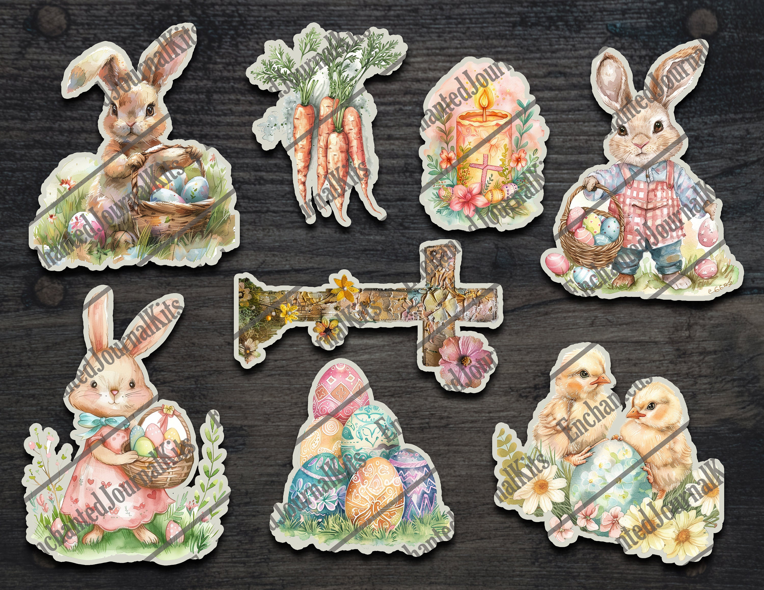 Easter Papers Ephemera Printable Bunny Tags Pockets Envelop Digital ...