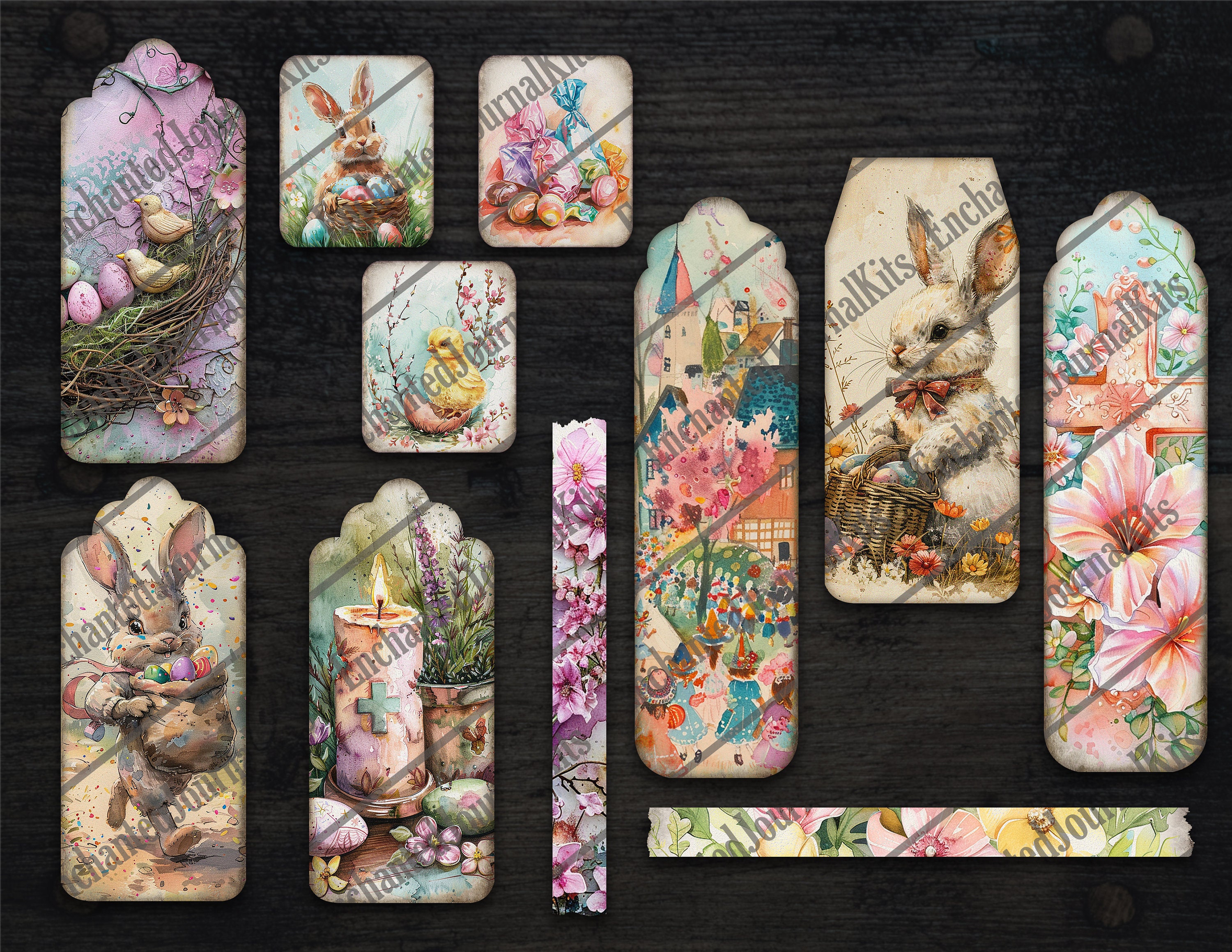 Easter Papers Ephemera Printable Bunny Tags Pockets Envelop Digital ...