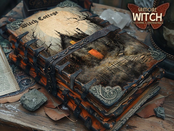Grimoire witch bundle printable BOS pages Witchcraft gift digitals Mini bundle paper Witch junk journal printable Dark autumn witch ephemera