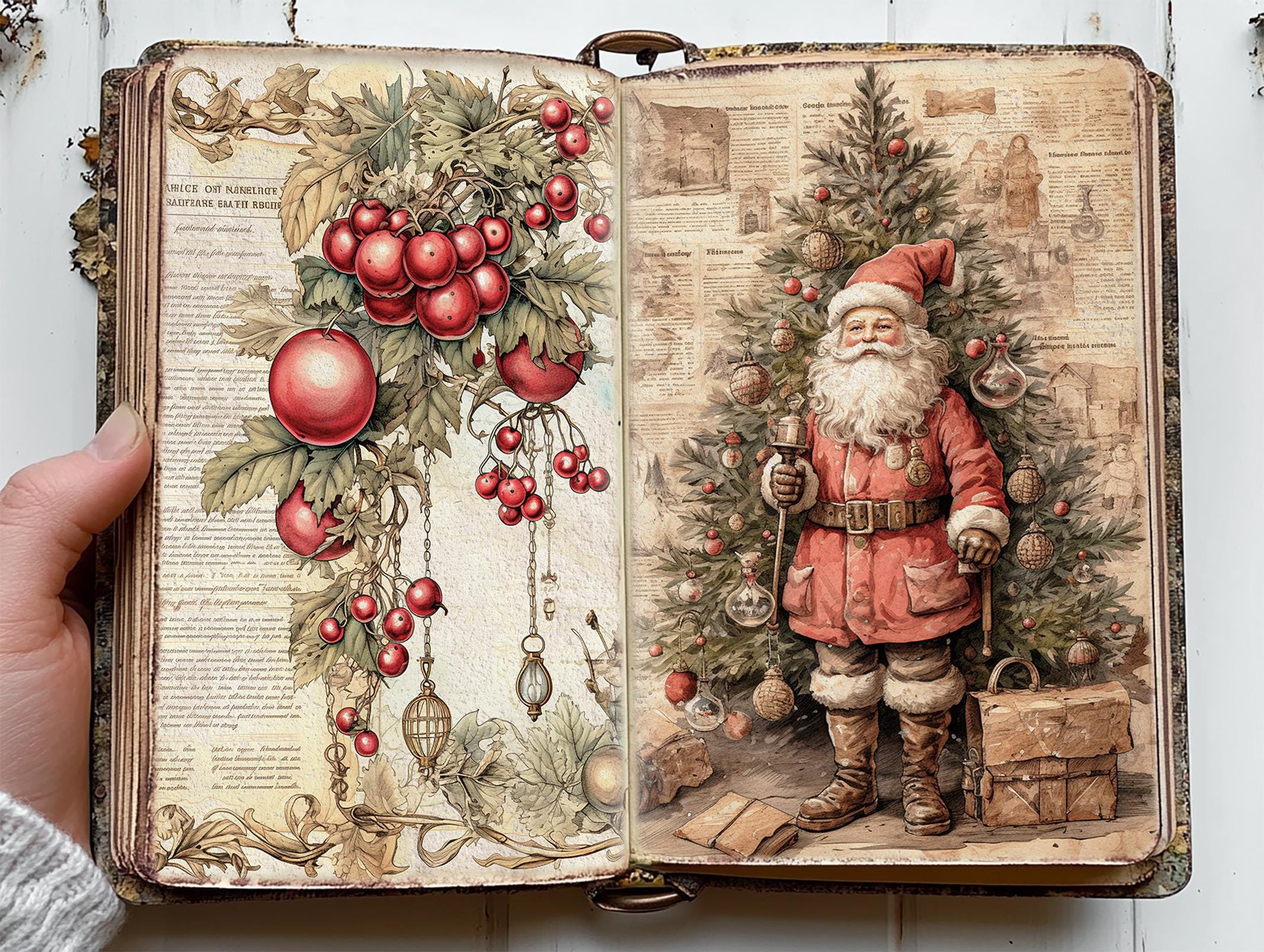 Vintage Christmas Junk Journal Printable Rustic Papers Journal Digital ...