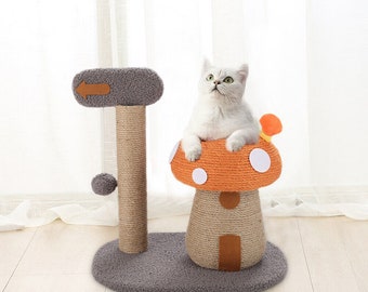 Cat Tree Mushroom Climbing Scratcher with Claw Scratch Pole and Play Ball