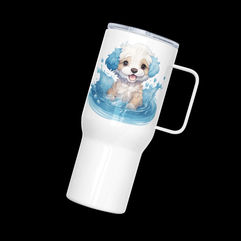 Cute Travel Mug Companion With Maltipoo Splashing Design Adorable Dog