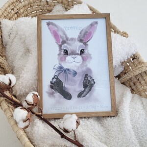 Baby Fußabdruck Set, Kinderzimmer, bestes Geschenk für Baby, personalisierte Babyhase, Kaninchenjahr 2023, Wandbild Baby und Kinderzimmer-Kinderzimmerdekor