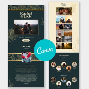 Contemporary Floral wedding Website | Wedding RSVP Website | Canva Template | Editable | Paperless Invitation Responsive | Canva website