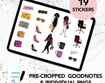 Digital Planner Digital Stickers - 61 Stickers, Goodnotes file, Pre-Cropped Individuals, PNGs Digital Stickers, Pre-cropped iPad Stickers