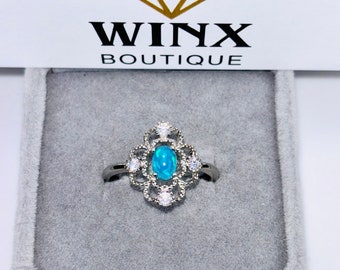 Blue Opal Crystal Ring S925 Sterling Silver Blue Opal Ring Adjustable Ring Opal Jewellery Blue Opal Gemstone Gift For Her October Birthstone
