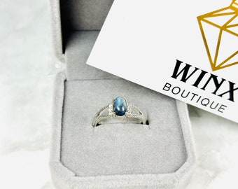 Labradorite Crystal Ring S925 Sterling Silver Ring Adjustable Labradorite Ring Gemstone Jewellery Blue Ring Gift For Her November Birthstone