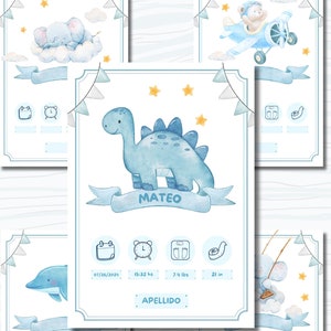 Tarjeta de Nacimiento Digital Editable en Canva – Ideal para Imprimir, Regalar, Decorar el Cuarto o Guardar como Recuerdo - Varios tamaños