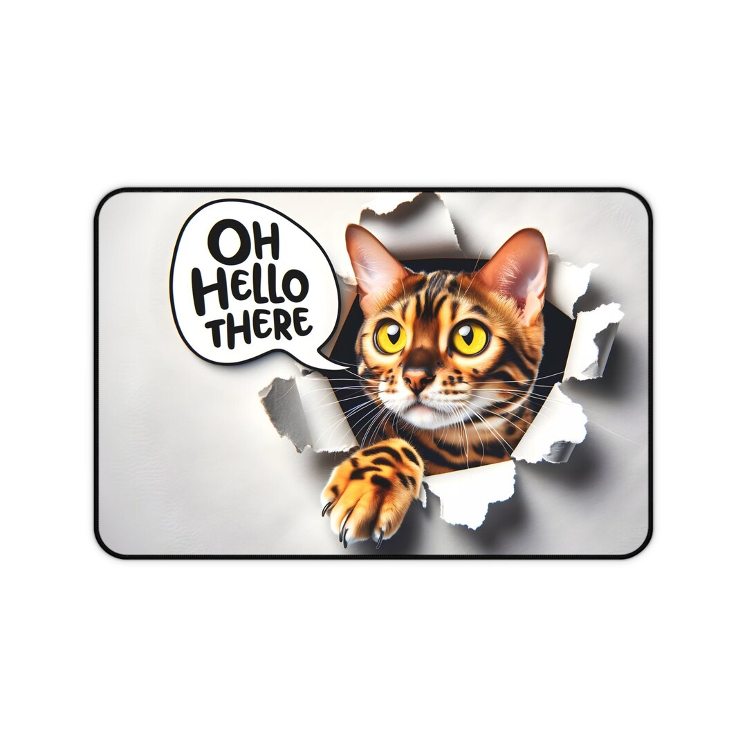 Cute Bengal Cat Desk Mat Cat Mouse Pad Cat Owner Gift Cat Etsy