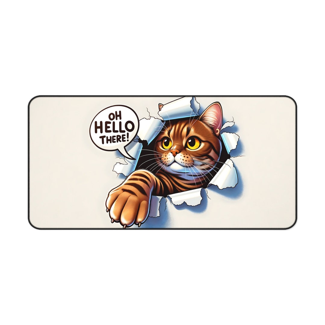 Cute Brown Orange Tabby Cat Desk Mat Cat Mouse Pad Cat Owner Etsy