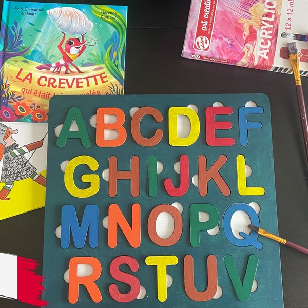 puzzle ABC à peindre, Casse-tête alphabet, tableau Montessori, tableau éducatif, cadeaux pour enfants, lettres en bois, enfant 3 ans