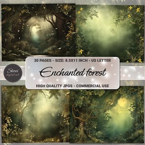 Enchanted Mountain Junk Journal Kit - Scrapbook Digital Paper, Watercolor Fantasy Papers, Decoupage - Instant Download