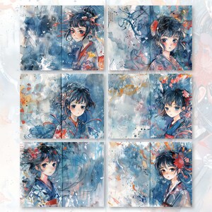 Anime Girl Abstract Blue Digital Paper, 30 Pages 8.5X11 size For Junk Journal Backgrounds, Scrapbooking, Art and Craft, Commercial Use, high quality 300 dpi JPG files
30 JPG Printable image pages (8.5X11 inch)
DIGITAL DOWNLOAD