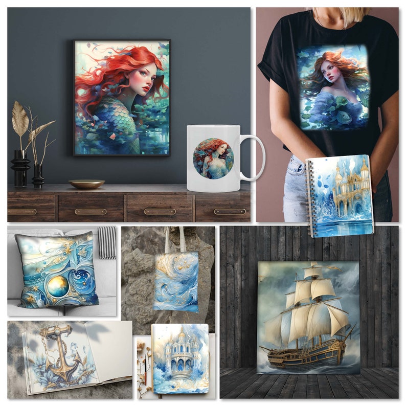 Mermaid Fantasy Under Sea 30 Pages 8.5X11 size For Junk Journal Backgrounds, Scrapbooking, Art and Craft, Commercial Use, Magic Fairy Tale, high quality 300 dpi JPG files
30 JPG Printable image pages (8.5X11 inch)