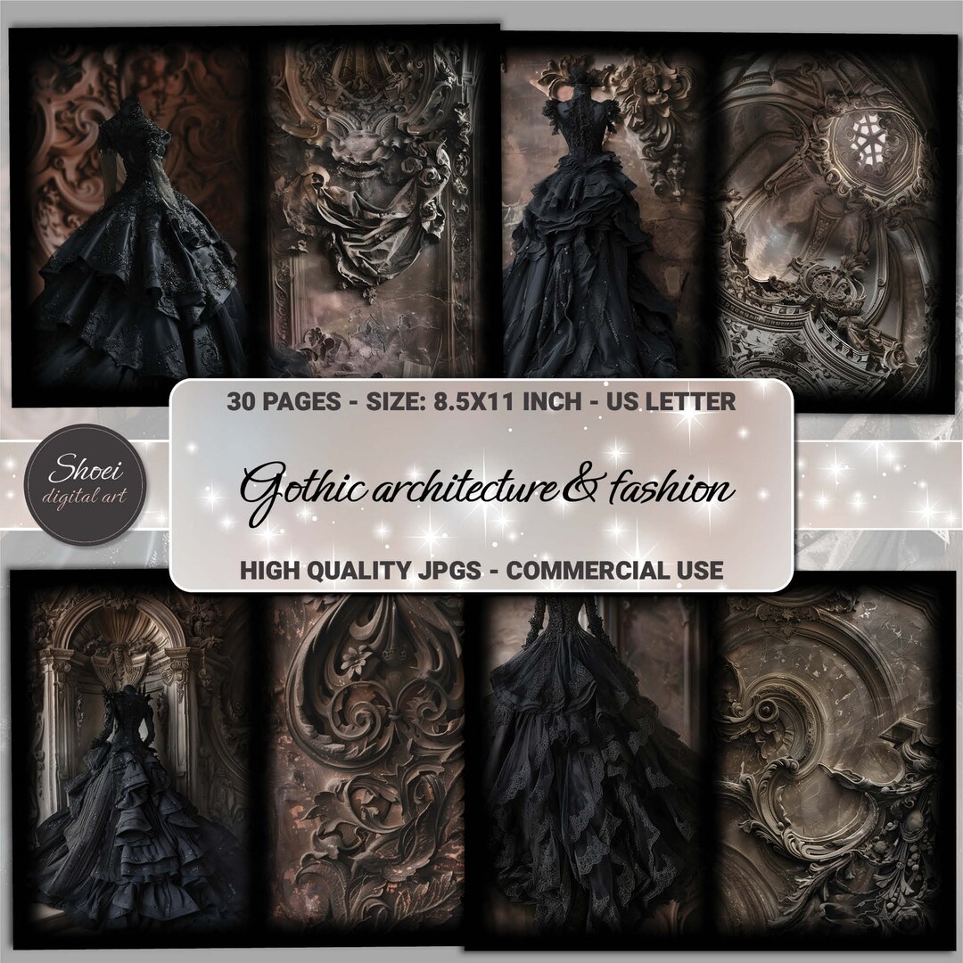 Gothic Architecture & Fashion Digital Paper: Junk Journal Backgrounds ...