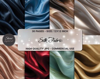 Texturas de tela de seda: Paquete de papel digital satinado de lujo (JPG, 12 x 12)