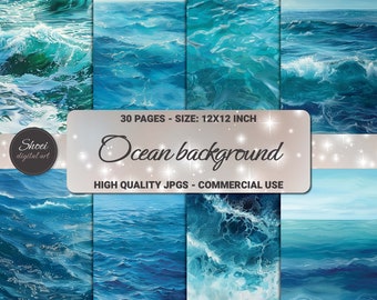 Ocean Serenity 12X12 Digital Paper Pack - Scrapbook, Junk Journal, Card Making, Nautical Ephemera - Printable Artwork, Instant Download -