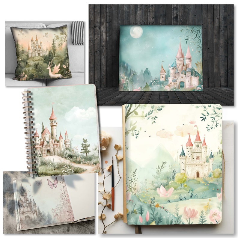 Fairy Tale Digital Paper: Fantasy Castle Scrapbook Pages (digital ...