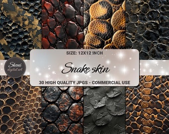 Exotic Snake Skin Digital Paper: Reptile Print Textures (JPG, 12x12)