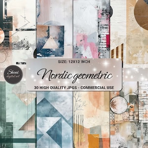 Modernes minimalistisches 12X30 Digitales Papier Set für Scrapbooking, Junk Journal und Kunst - Nordischer Stil