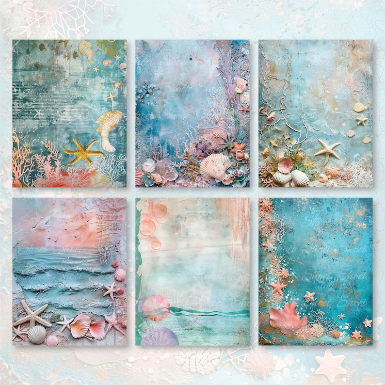 Beach Theme Digital Paper: Coastal Scrapbook Backgrounds (8.5x11 JPG ...