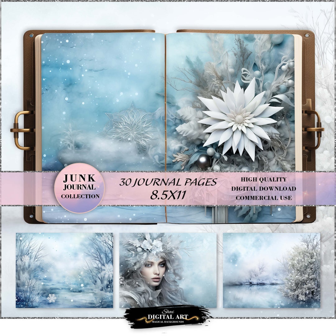 Winter Junk Journal Kit, Snowy Journal Paper, Scrapbook Digital Paper ...
