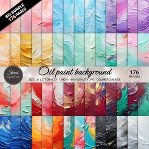 Papeles digitales con fondo de pintura al óleo: gran paquete de 176 diseños artísticos, fondos para scrapbooking, imprimibles (8,5 x 11), manualidades (JPG)