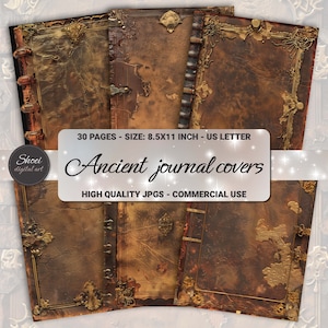 Vintage Junk Journal Cover - 30 Digitale Seiten für Scrapbooking & Kunst - Kommerzielle Nutzung - B182