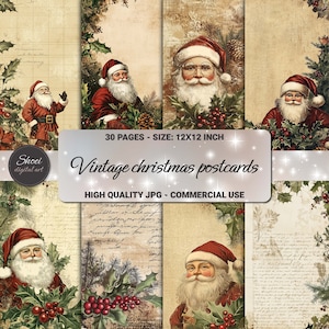Vintage Weihnachtspostkarten-Sammlung - 30 Seiten für Junk Journal, Scrapbook, Kunst, kommerzielle Nutzung
