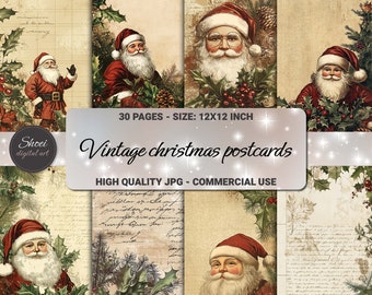 Vintage Weihnachtspostkarten-Sammlung - 30 Seiten für Junk Journal, Scrapbook, Kunst, kommerzielle Nutzung