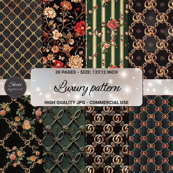 Luxury Fashion Pattern Digital Paper: Designer Scrapbook Pages (Digital Download)