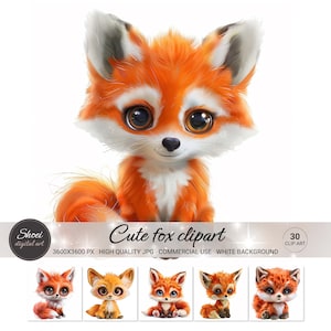 Clipart renard mignon pour livres pour enfants et décoration de chambre d'enfants - charmante oeuvre d'art animalière, téléchargement numérique, parfait pour les projets de création manuelle et de conception