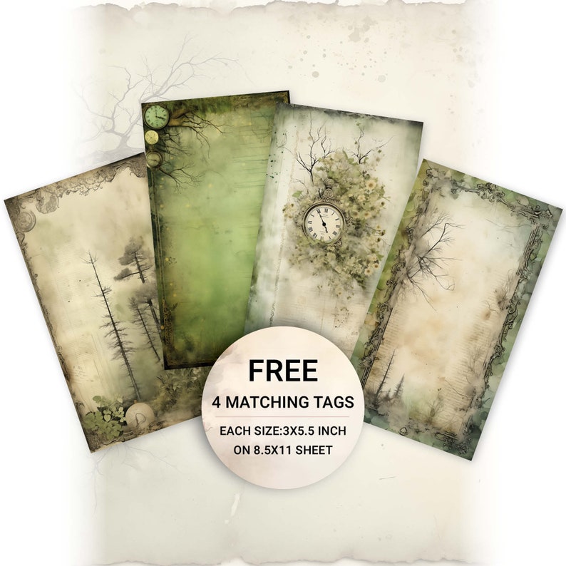 Enchanted Forest Junk Journal Kit: Vintage Woodland Digital Paper (30 ...