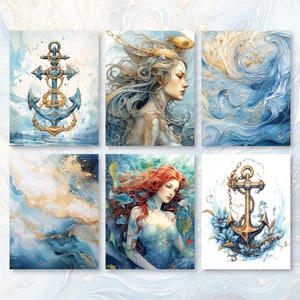 Mermaid Fantasy Under Sea 30 Pages 8.5X11 size For Junk Journal Backgrounds, Scrapbooking, Art and Craft, Commercial Use, Magic Fairy Tale, high quality 300 dpi JPG files
30 JPG Printable image pages (8.5X11 inch)