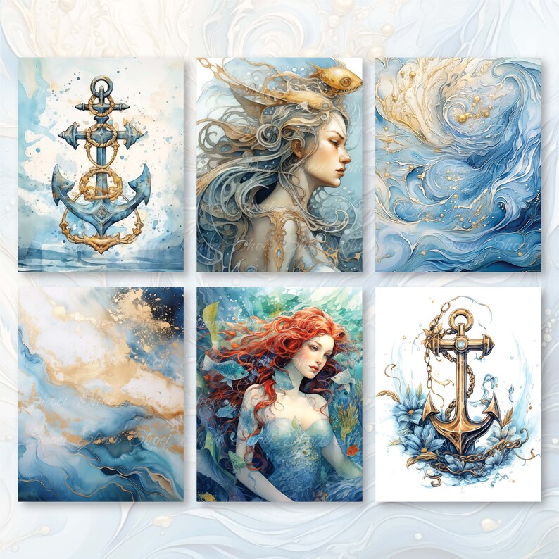 Mermaid Fantasy Under Sea 30 Pages 8.5X11 size For Junk Journal Backgrounds, Scrapbooking, Art and Craft, Commercial Use, Magic Fairy Tale, high quality 300 dpi JPG files
30 JPG Printable image pages (8.5X11 inch)