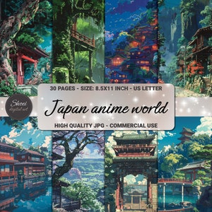Betoverende Japan Anime World Digital Papers - 30 pagina's voor scrapbooking, kunst en ambacht, commercieel gebruik - direct downloaden