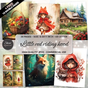 Verzaubernde Woodland Digital Paper Collection - Rotkäppchen inspiriert
