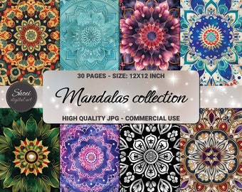 Boho Mandala Digital Paper Pack: 12x12 Scrapbook Hintergründe (Digitaler Download)