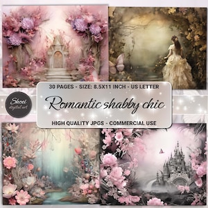 Shabby Chic Pink Floral Digital Paper: Junk Journal Kit (Digital Download)