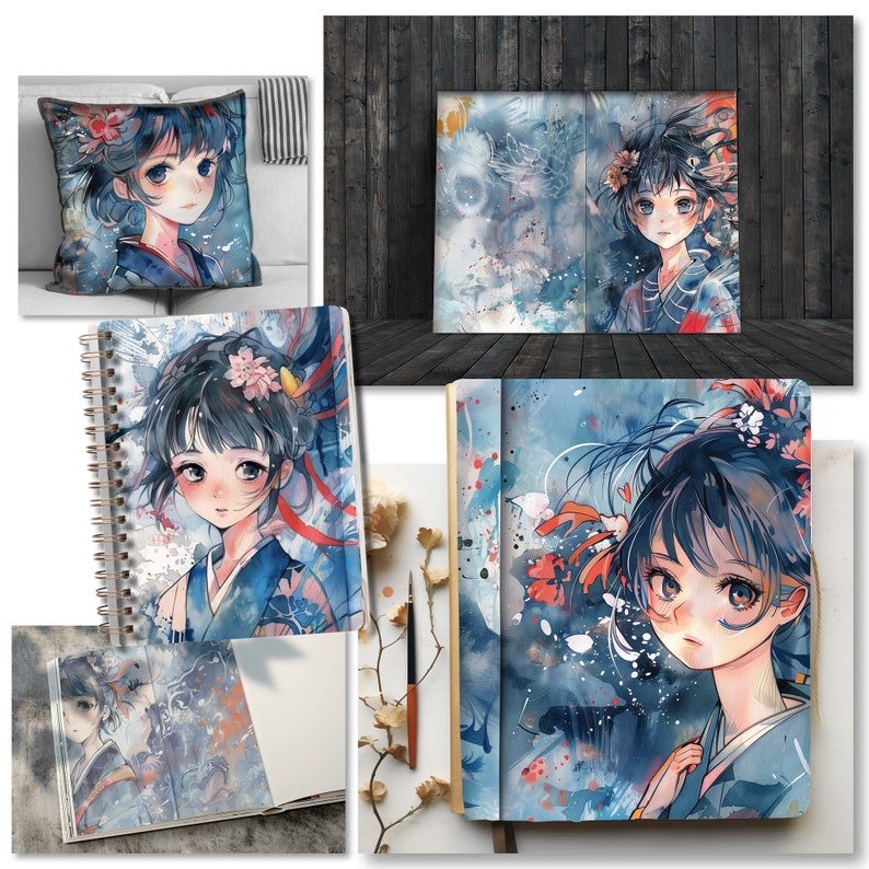 Anime Girl Abstract Blue Digital Paper, 30 Pages 8.5X11 size For Junk Journal Backgrounds, Scrapbooking, Art and Craft, Commercial Use, high quality 300 dpi JPG files
30 JPG Printable image pages (8.5X11 inch)
DIGITAL DOWNLOAD