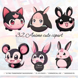 Vibrant Anime Clipart Bundle - Cute Cartoon Characters for Stickers, Digital Planner, Scrapbook, Art & Craft, Commercial Use
