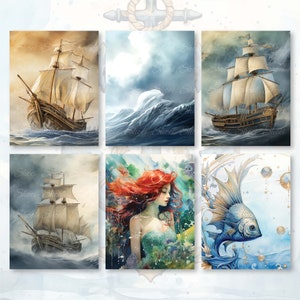 Mermaid Fantasy Under Sea 30 Pages 8.5X11 size For Junk Journal Backgrounds, Scrapbooking, Art and Craft, Commercial Use, Magic Fairy Tale, high quality 300 dpi JPG files
30 JPG Printable image pages (8.5X11 inch)